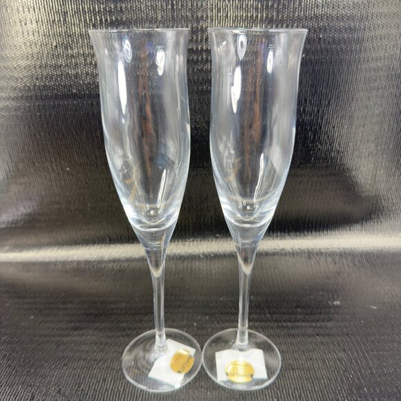 Noritake Hand Made Crystal Royal Pierpont Optic Clear Glasses Stems Set 2 READ - Picture 1 of 5